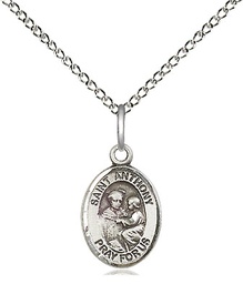 [9004SS/18SS] Sterling Silver Saint Anthony of Padua Pendant on a 18 inch Sterling Silver Light Curb chain
