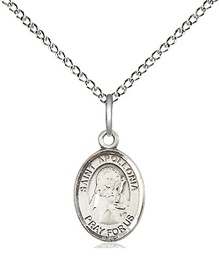 [9005SS/18SS] Sterling Silver Saint Apollonia Pendant on a 18 inch Sterling Silver Light Curb chain