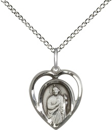 [4128SS/18SS] Sterling Silver Saint Jude Pendant on a 18 inch Sterling Silver Light Curb chain