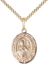 [8416GF/18G] 14kt Gold Filled Saint Anthony Mary Claret Pendant on a 18 inch Gold Plate Light Curb chain