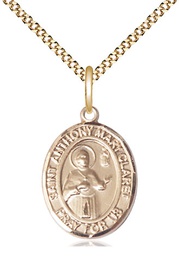 [8416GF/18G] 14kt Gold Filled Saint Anthony Mary Claret Pendant on a 18 inch Gold Plate Light Curb chain