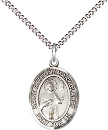 [8416SS/18S] Sterling Silver Saint Anthony Mary Claret Pendant on a 18 inch Light Rhodium Light Curb chain