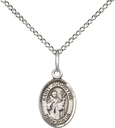 [9007SS/18SS] Sterling Silver Saint Augustine Pendant on a 18 inch Sterling Silver Light Curb chain