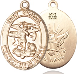 [1172KT6] 14kt Gold Saint Michael Navy Medal