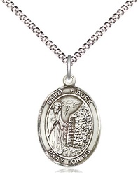 [8298SS/18S] Sterling Silver Saint Fiacre Pendant on a 18 inch Light Rhodium Light Curb chain