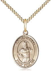 [8418GF/18G] 14kt Gold Filled Saint Dismas Pendant on a 18 inch Gold Plate Light Curb chain
