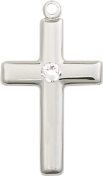 [2195SS-STN4] Sterling Silver Cross Medal with a 3mm Crystal Swarovski stone