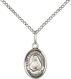 [9011SS/18SS] Sterling Silver Saint Frances Cabrini Pendant on a 18 inch Sterling Silver Light Curb chain
