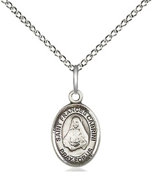 [9011SS/18SS] Sterling Silver Saint Frances Cabrini Pendant on a 18 inch Sterling Silver Light Curb chain