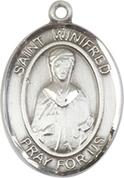 [8419SS] Sterling Silver Saint Winifred of Wales Medal