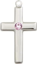 [2195SS-STN6] Sterling Silver Cross Medal with a 3mm Light Amethyst Swarovski stone