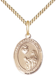 [8420GF/18G] 14kt Gold Filled Saint Margaret Mary Alacoque Pendant on a 18 inch Gold Plate Light Curb chain