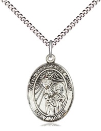 [8420SS/18S] Sterling Silver Saint Margaret Mary Alacoque Pendant on a 18 inch Light Rhodium Light Curb chain