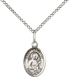 [9019SS/18SS] Sterling Silver Saint Camillus of Lellis Pendant on a 18 inch Sterling Silver Light Curb chain