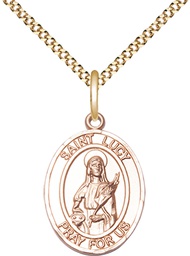 [8422GF/18G] 14kt Gold Filled Saint Lucy Pendant on a 18 inch Gold Plate Light Curb chain