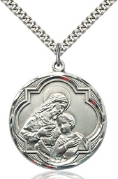 [4199SS/24S] Sterling Silver Blessed Sacrament Pendant on a 24 inch Light Rhodium Heavy Curb chain