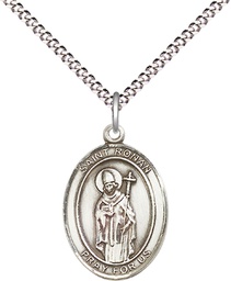 [8315SS/18S] Sterling Silver Saint Ronan Pendant on a 18 inch Light Rhodium Light Curb chain