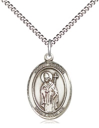 [8315SS/18S] Sterling Silver Saint Ronan Pendant on a 18 inch Light Rhodium Light Curb chain