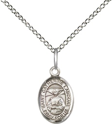 [9021SS/18SS] Sterling Silver Saint Catherine Laboure Pendant on a 18 inch Sterling Silver Light Curb chain