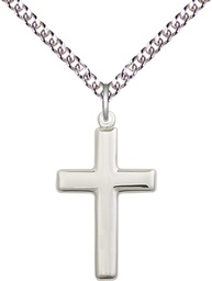 [2195SS/24SS] Sterling Silver Cross Pendant on a 24 inch Sterling Silver Heavy Curb chain
