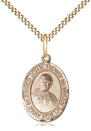 [8423GF/18G] 14kt Gold Filled Blessed John Henry Newman Pendant on a 18 inch Gold Plate Light Curb chain