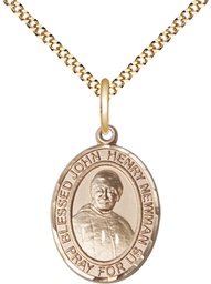 [8423GF/18G] 14kt Gold Filled Blessed John Henry Newman Pendant on a 18 inch Gold Plate Light Curb chain