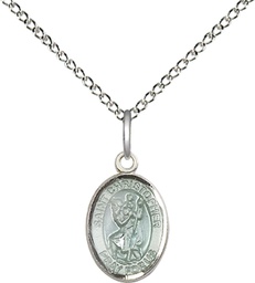 [9022ESS/18SS] Sterling Silver Saint Christopher Pendant on a 18 inch Sterling Silver Light Curb chain