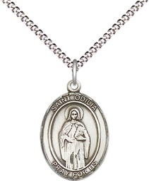 [8319SS/18S] Sterling Silver Saint Odilia Pendant on a 18 inch Light Rhodium Light Curb chain