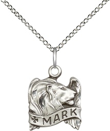 [4211SS/18SS] Sterling Silver Saint Mark the Evangelist Pendant on a 18 inch Sterling Silver Light Curb chain