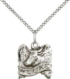 [4212SS/18SS] Sterling Silver Saint Luke Pendant on a 18 inch Sterling Silver Light Curb chain