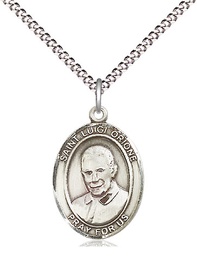 [8326SS/18S] SS Saint Luigi Orione Pendant /18&quot; Light Rhodium Light Curb chain