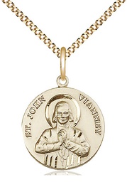 [2278GF/18G] 14kt Gold Filled Saint John Vianney Pendant on a 18 inch Gold Plate Light Curb chain