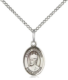 [9026SS/18SS] Sterling Silver Saint Edward the Confessor Pendant on a 18 inch Sterling Silver Light Curb chain