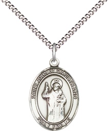 [8350SS/18S] Sterling Silver Saint John of Capistrano Pendant on a 18 inch Light Rhodium Light Curb chain