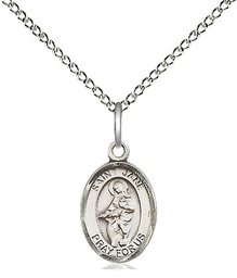 [9029SS/18SS] Sterling Silver Saint Jane of Valois Pendant on a 18 inch Sterling Silver Light Curb chain