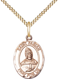 [8427GF/18G] 14kt Gold Filled Saint Fabian Pendant on a 18 inch Gold Plate Light Curb chain