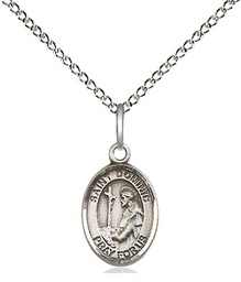 [9030SS/18SS] Sterling Silver Saint Dominic de Guzman Pendant on a 18 inch Sterling Silver Light Curb chain