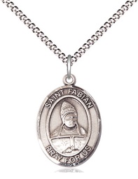 [8427SS/18S] Sterling Silver Saint Fabian Pendant on a 18 inch Light Rhodium Light Curb chain