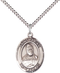 [8427SS/18S] Sterling Silver Saint Fabian Pendant on a 18 inch Light Rhodium Light Curb chain