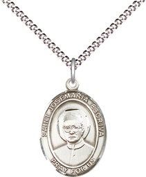 [8362SS/18S] Sterling Silver Saint Josemaria Escriva Pendant on a 18 inch Light Rhodium Light Curb chain