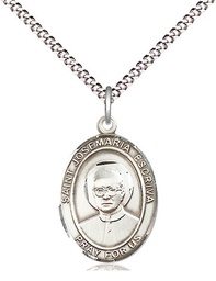 [8362SS/18S] Sterling Silver Saint Josemaria Escriva Pendant on a 18 inch Light Rhodium Light Curb chain