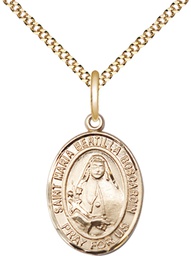 [8428GF/18G] 14kt Gold Filled Saint Maria Bertilla Boscardin Pendant on a 18 inch Gold Plate Light Curb chain