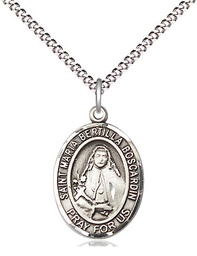 [8428SS/18S] Sterling Silver Saint Maria Bertilla Boscardin Pendant on a 18 inch Light Rhodium Light Curb chain