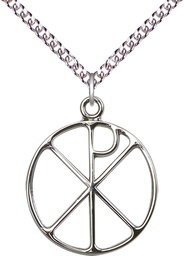 [2295SS/24SS] Sterling Silver Chi Rho Pendant on a 24 inch Sterling Silver Heavy Curb chain