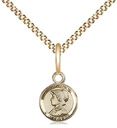 [2339GF/18G] 14kt Gold Filled Saint Elizabeth Ann Seton Pendant on a 18 inch Gold Plate Light Curb chain