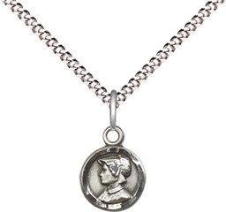 [2339SS/18S] Sterling Silver Saint Elizabeth Ann Seton Pendant on a 18 inch Light Rhodium Light Curb chain