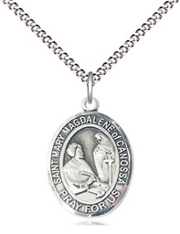 [8429SS/18S] Sterling Silver Saint Mary Magdalene of Canossa Pendant on a 18 inch Light Rhodium Light Curb chain