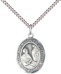 [8429SS/18S] Sterling Silver Saint Mary Magdalene of Canossa Pendant on a 18 inch Light Rhodium Light Curb chain