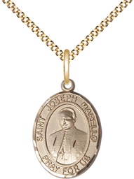 [8430GF/18G] 14kt Gold Filled Saint Joseph Marello Pendant on a 18 inch Gold Plate Light Curb chain