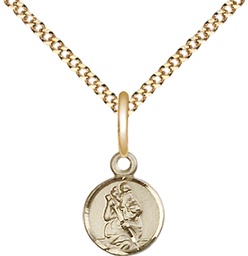 [2343GF/18G] 14kt Gold Filled Saint Christopher Pendant on a 18 inch Gold Plate Light Curb chain